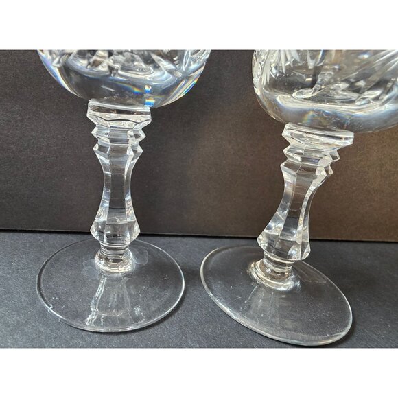 Vintage Crystal Cordial Glasses Set Of 2 With Starburst Etching - Picture 4 of 8